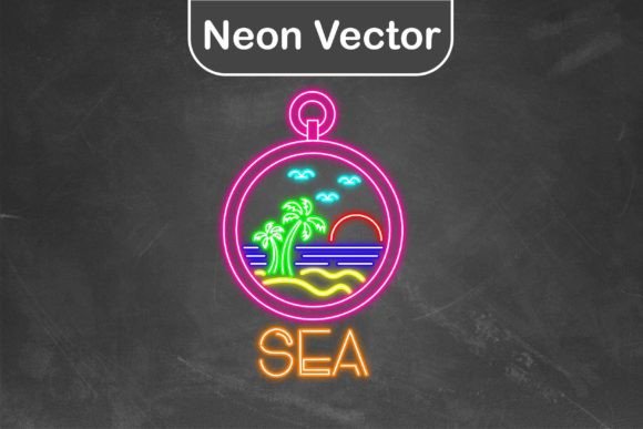 Download Neon Logo Vector - Compass Sea - Vector Collection