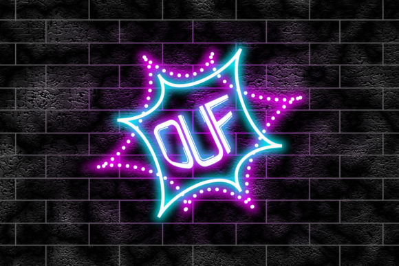 Download Neon Sign on a Brick Wall - Ouf - Premium Resources