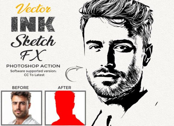Download Vector Ink Sketch FX Photoshop Action - Vector Collection
