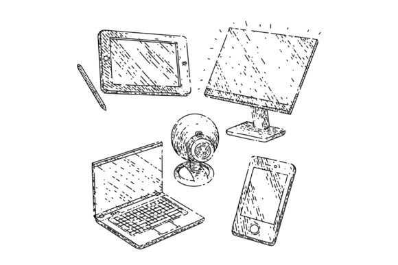 Download Gadget Technology Set Sketch Hand Drawn - Hand Collection