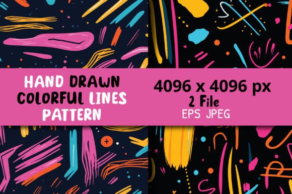 Download Hand Drawn Colorful Lines Pattern - Hand Collection