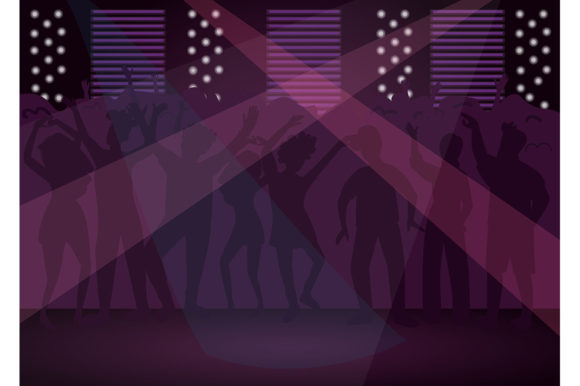 Download Nightclub Flat Color Vector Illustration - Vector Collection