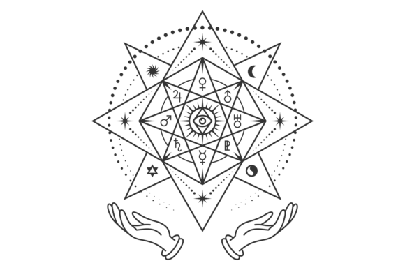 Download Occult Hexagram with Human Hands. Mystic - Hand Collection