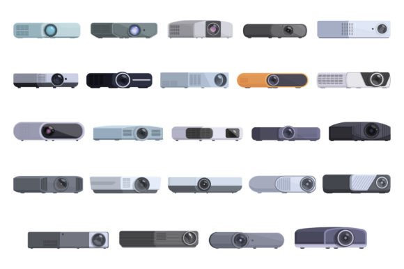 Download Projector Icons Set Cartoon Vector. - Vector Collection