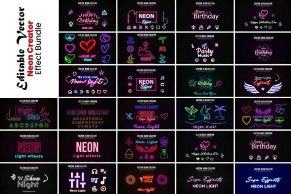 Download Editable Vector Neon Creator Effect - Vector Collection