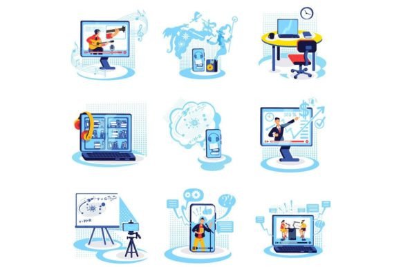 Download Video Streaming Vector Illustration Set - Vector Collection