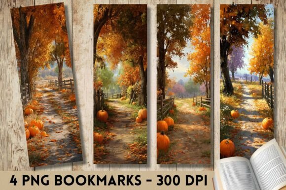 Download Pumpkin Patch Dirt Road Autumn Bookmark - Road Collection