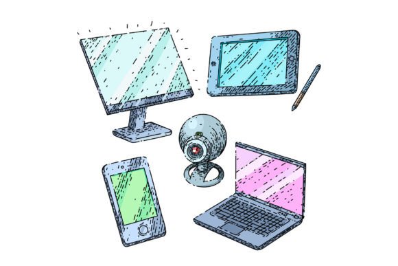 Download Gadget Technology Set Sketch Hand Drawn - Hand Collection