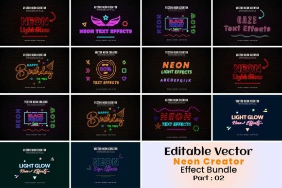 Download Vector Neon Creator Editable Effect - Vector Collection